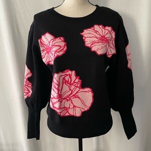 Marc New York Floral Black and Pink Sweater